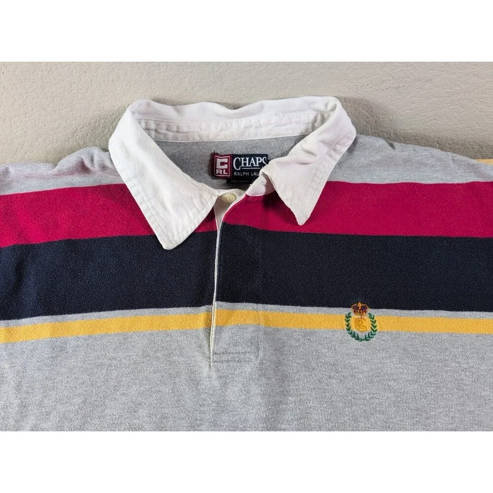 Vintage Chaps Ralph Lauren Rugby Shirt Men's XL Multi Color Striped